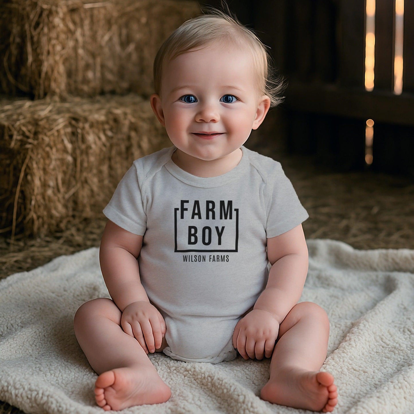 Personalized Farm Boy Bodysuit (Baby)