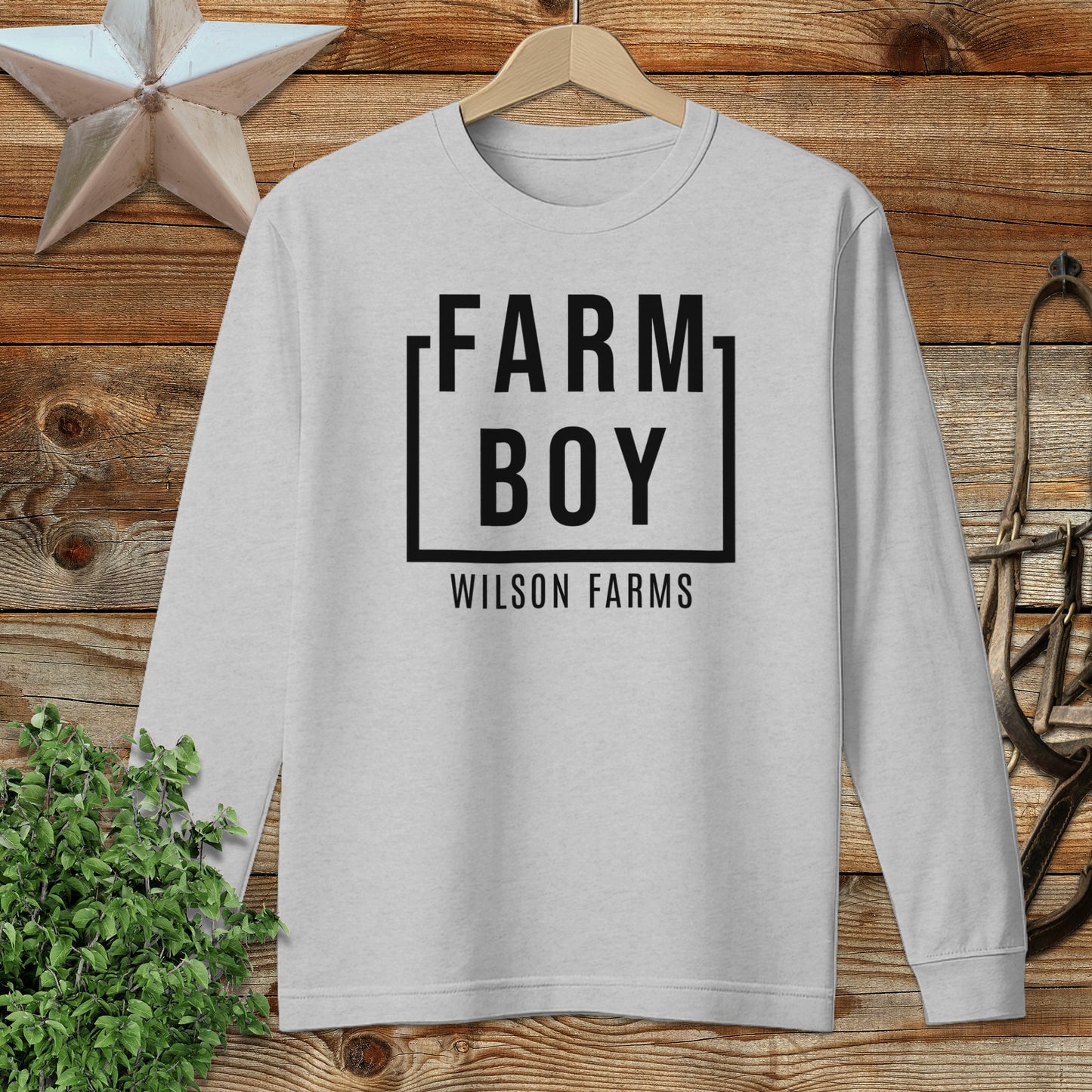 Personalized Farm Boy Long Sleeve Tee