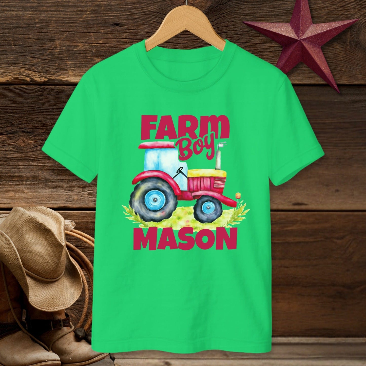 Personalized Farm Boy Tractor T-shirt (Youth)