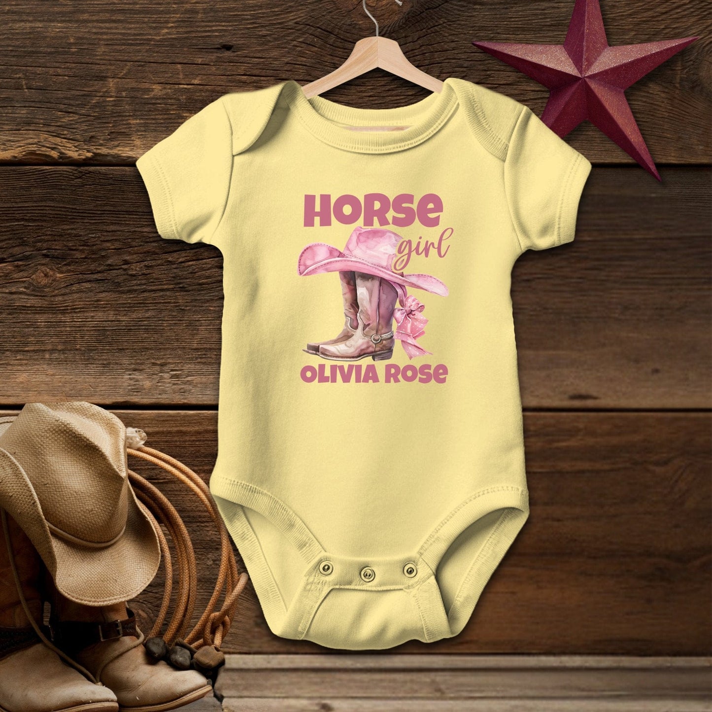 Personalized Little Horse Girl Baby Bodysuit