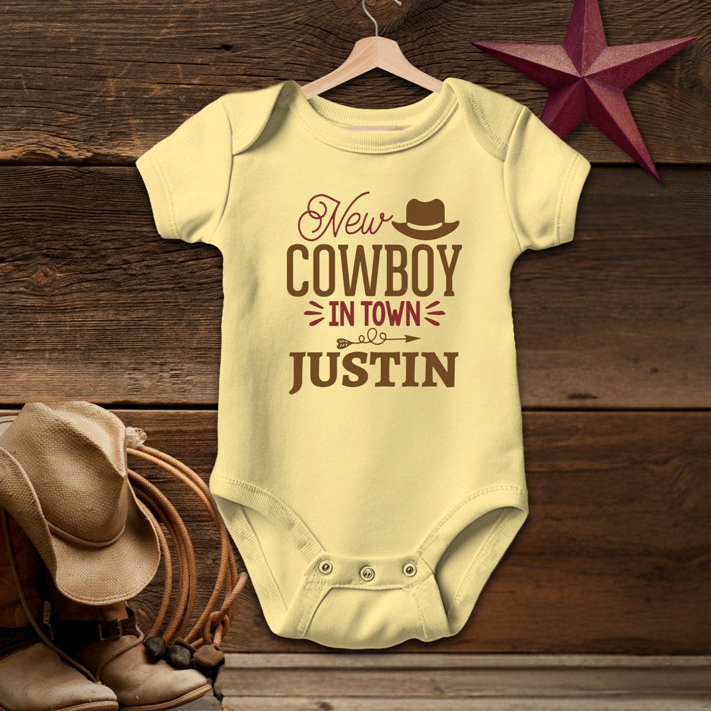 Personalized New Cowboy Baby Bodysuit