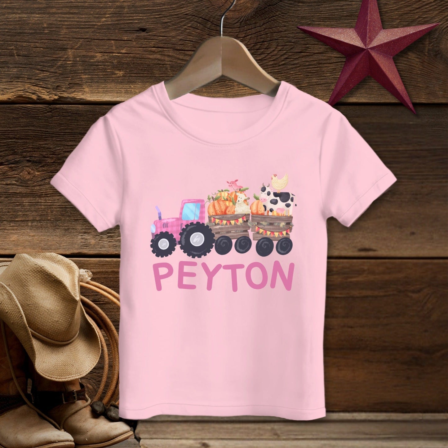 Personalized Pink Tractor T-shirt (Toddler)