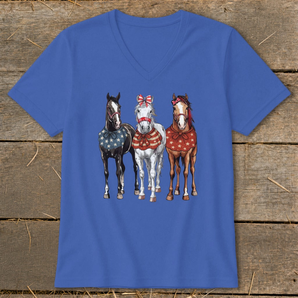 Pretty Patriot Horses V-neck