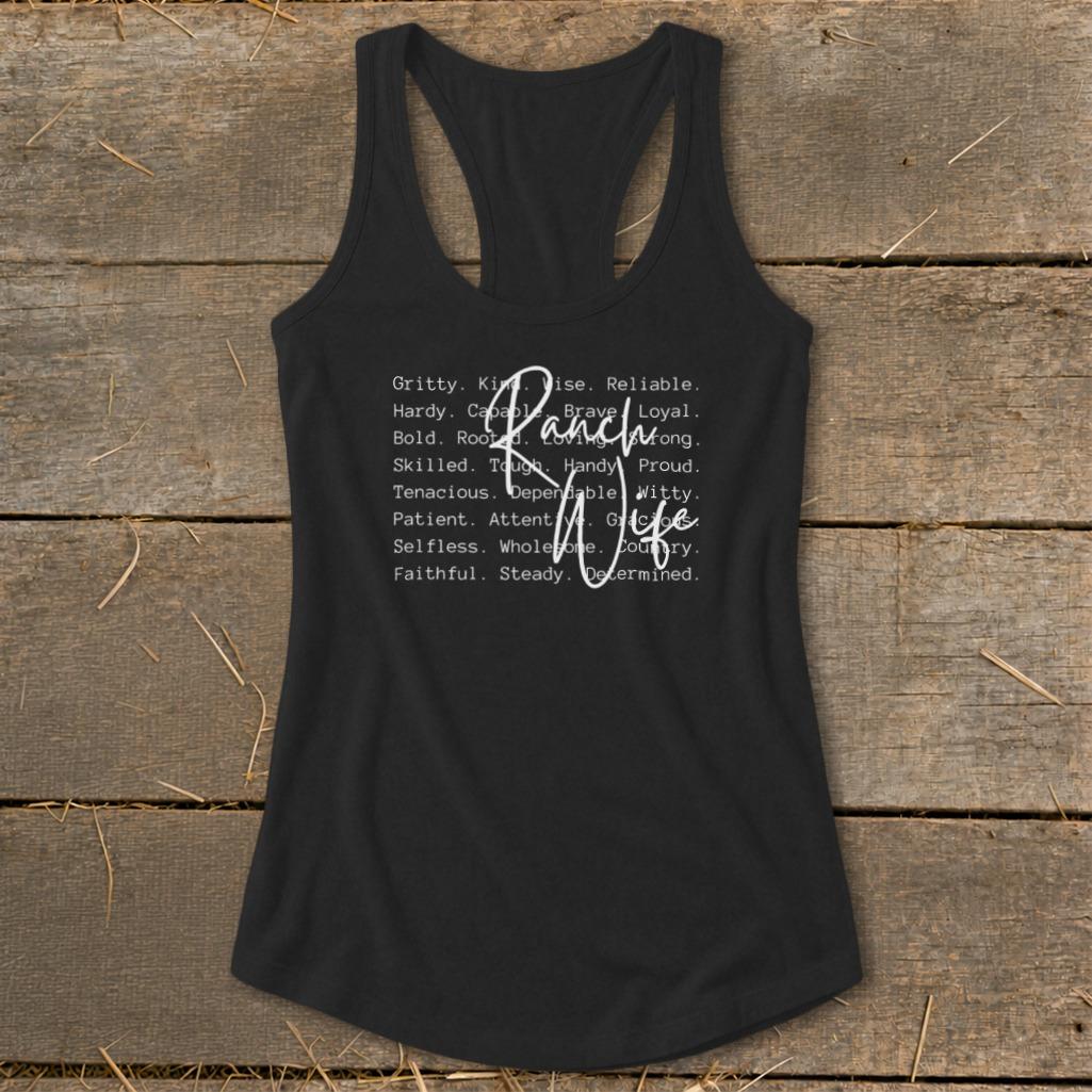 Ranch Wife Words Racerback Tank