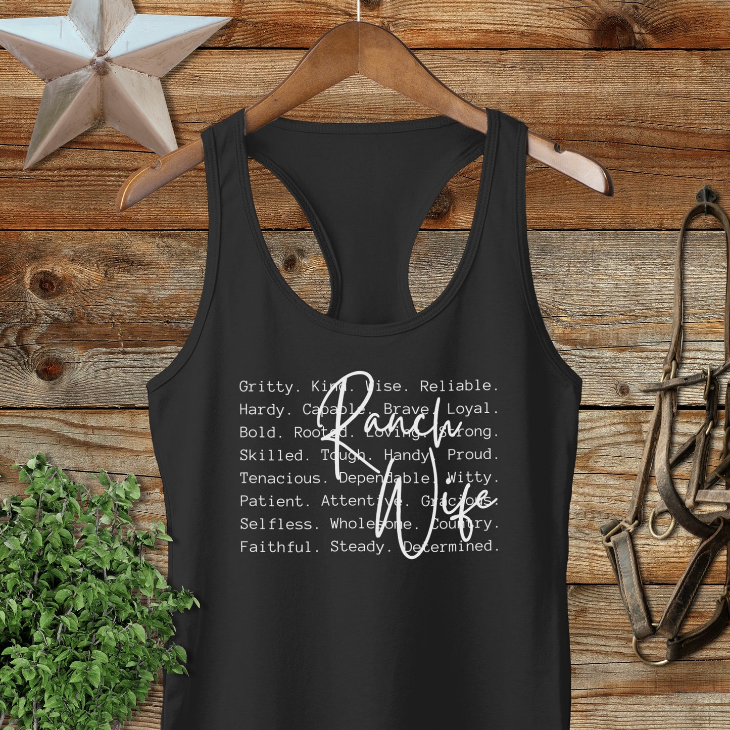Ranch Wife Words Racerback Tank