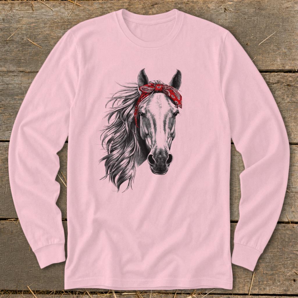 Red Bandana Horse Long Sleeve Tee