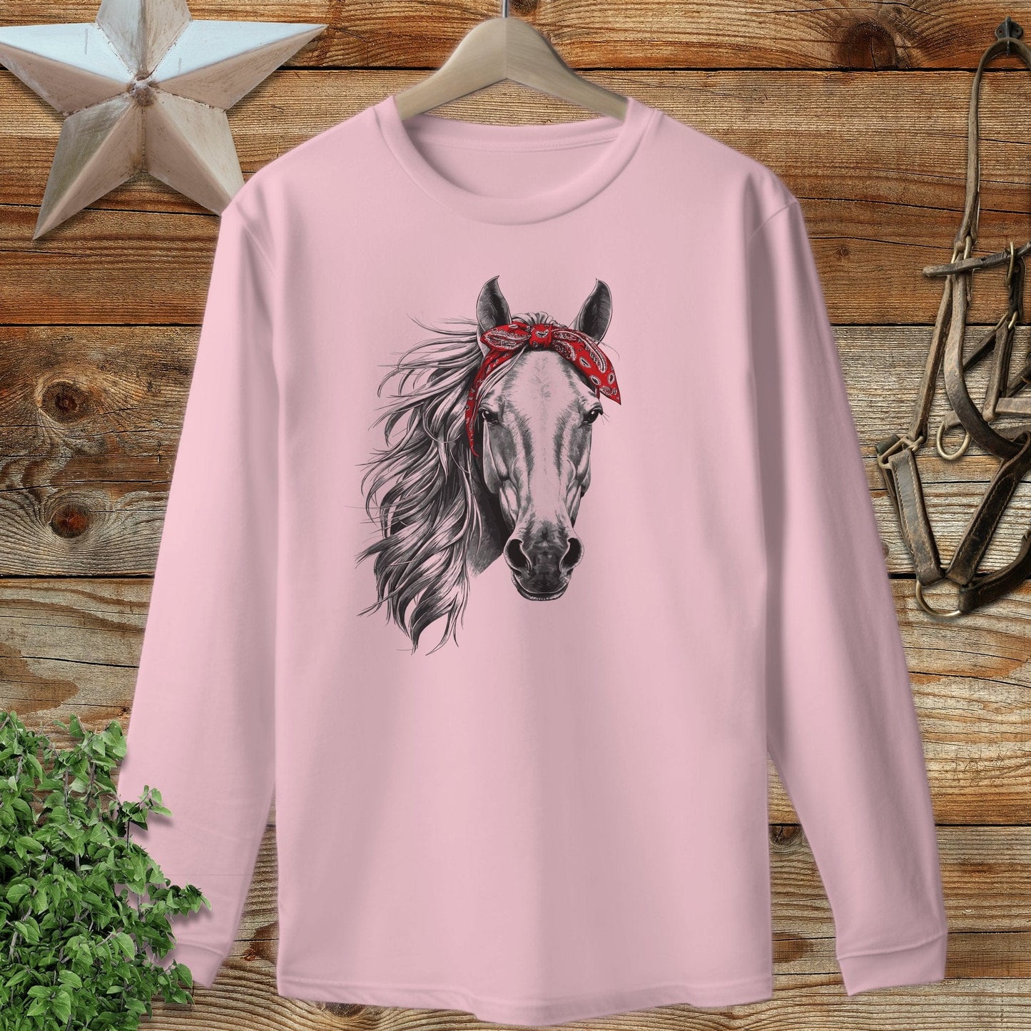 Red Bandana Horse Long Sleeve Tee