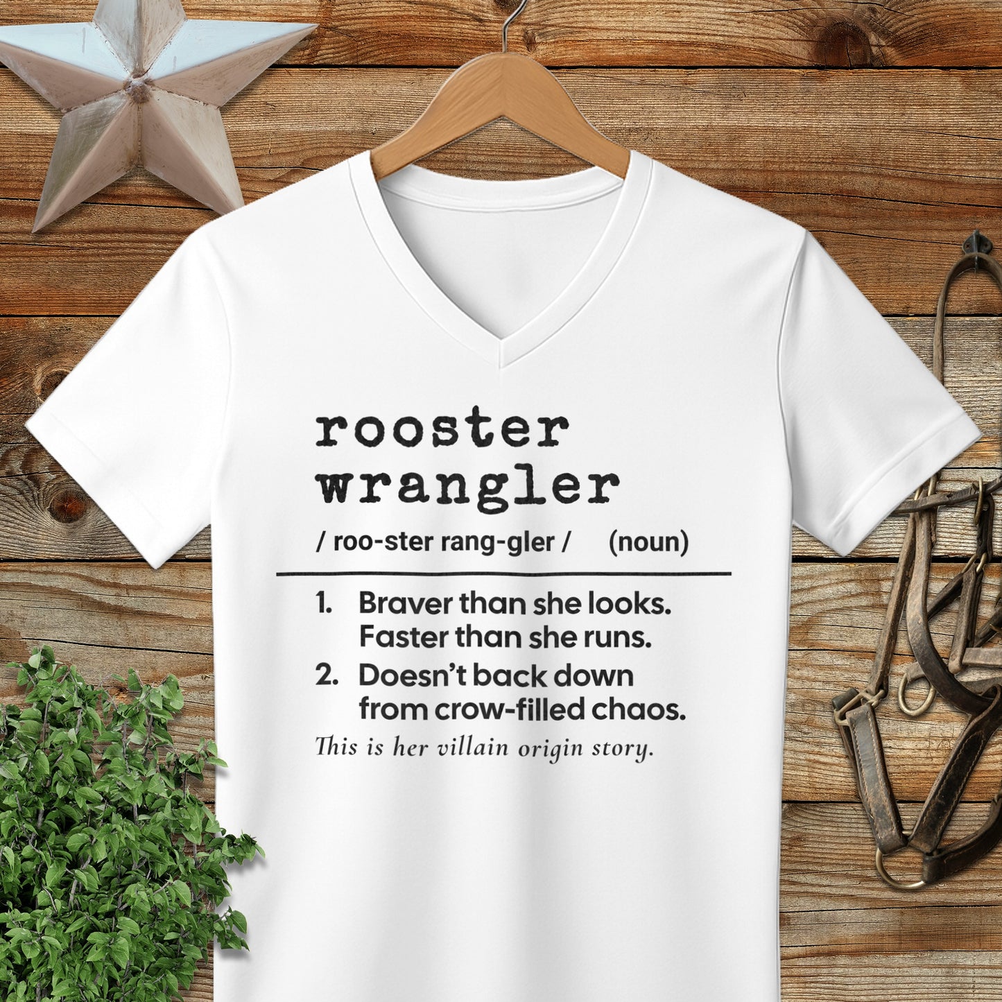Rooster Wrangler Definition V-neck