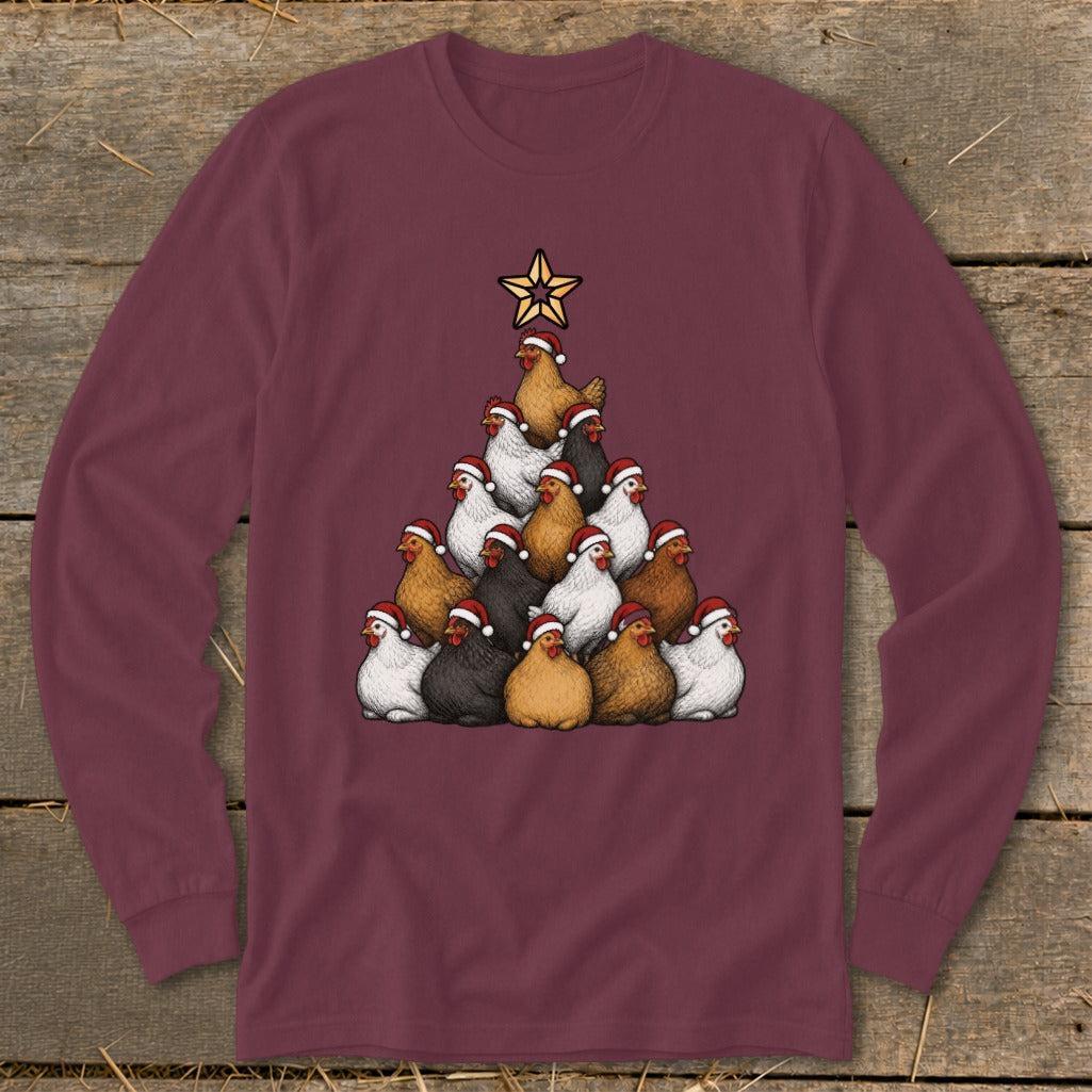 Santa Chicken Tree Long Sleeve Tee