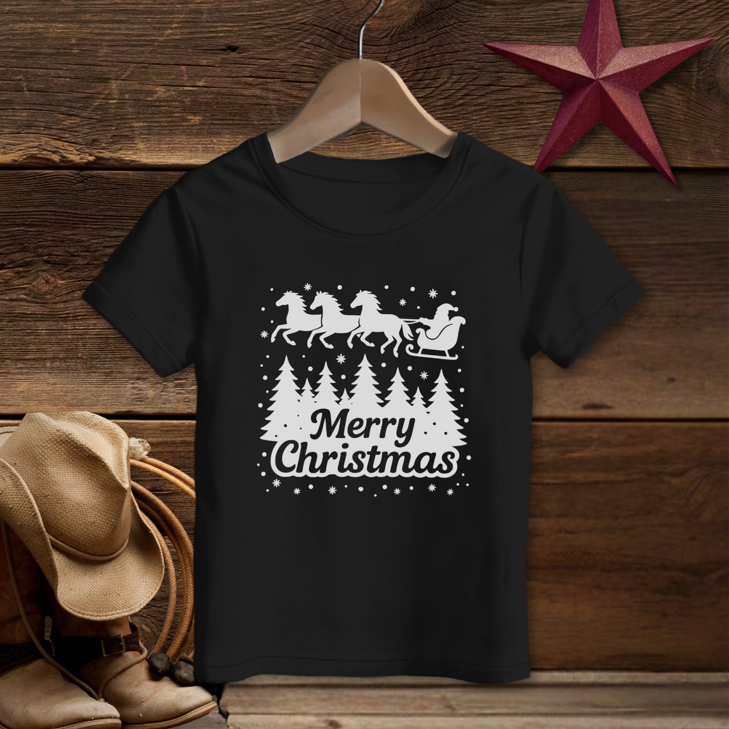 Santa's Horse Sleigh T-Shirt (Toddler)