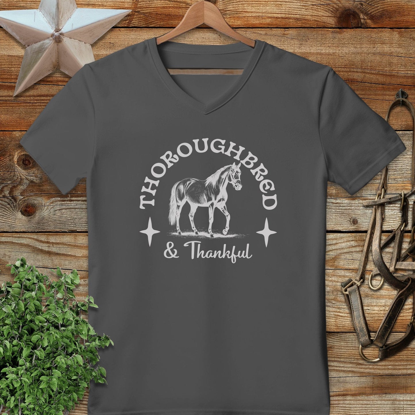 Thoroughbred and Thankful V-neck