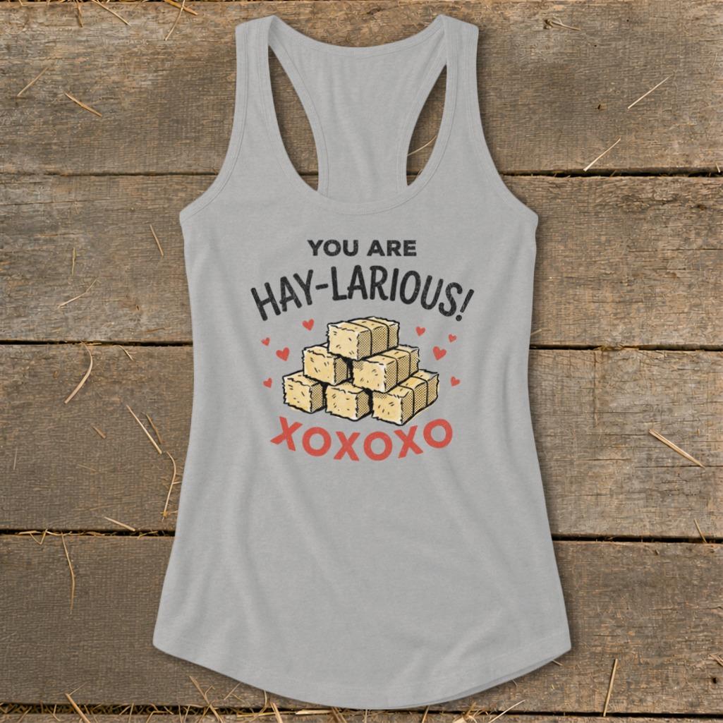 Valentines Card - Hay-Larious Racerback Tank