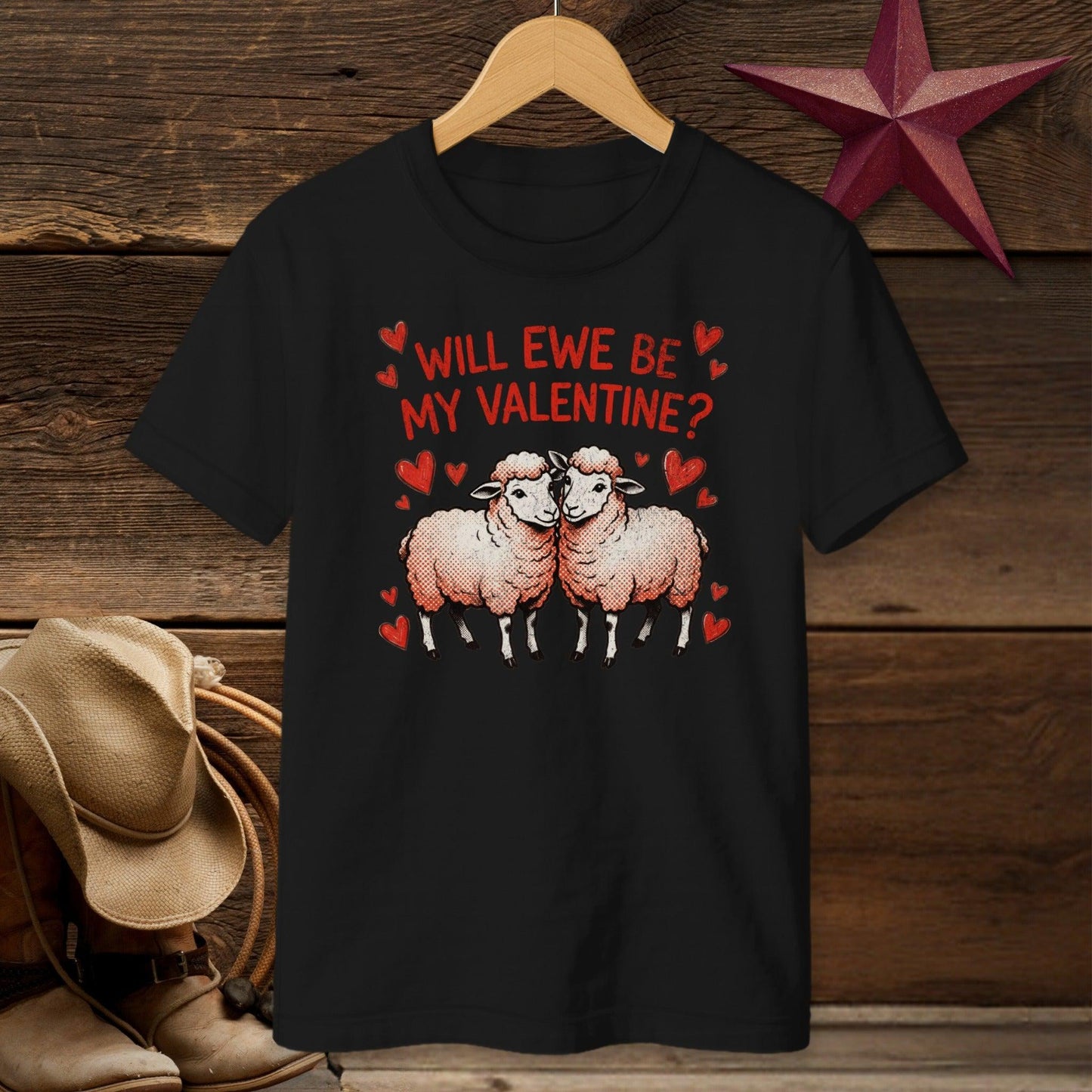 Valentines Card - Will Ewe Be Mine T-Shirt (Youth)