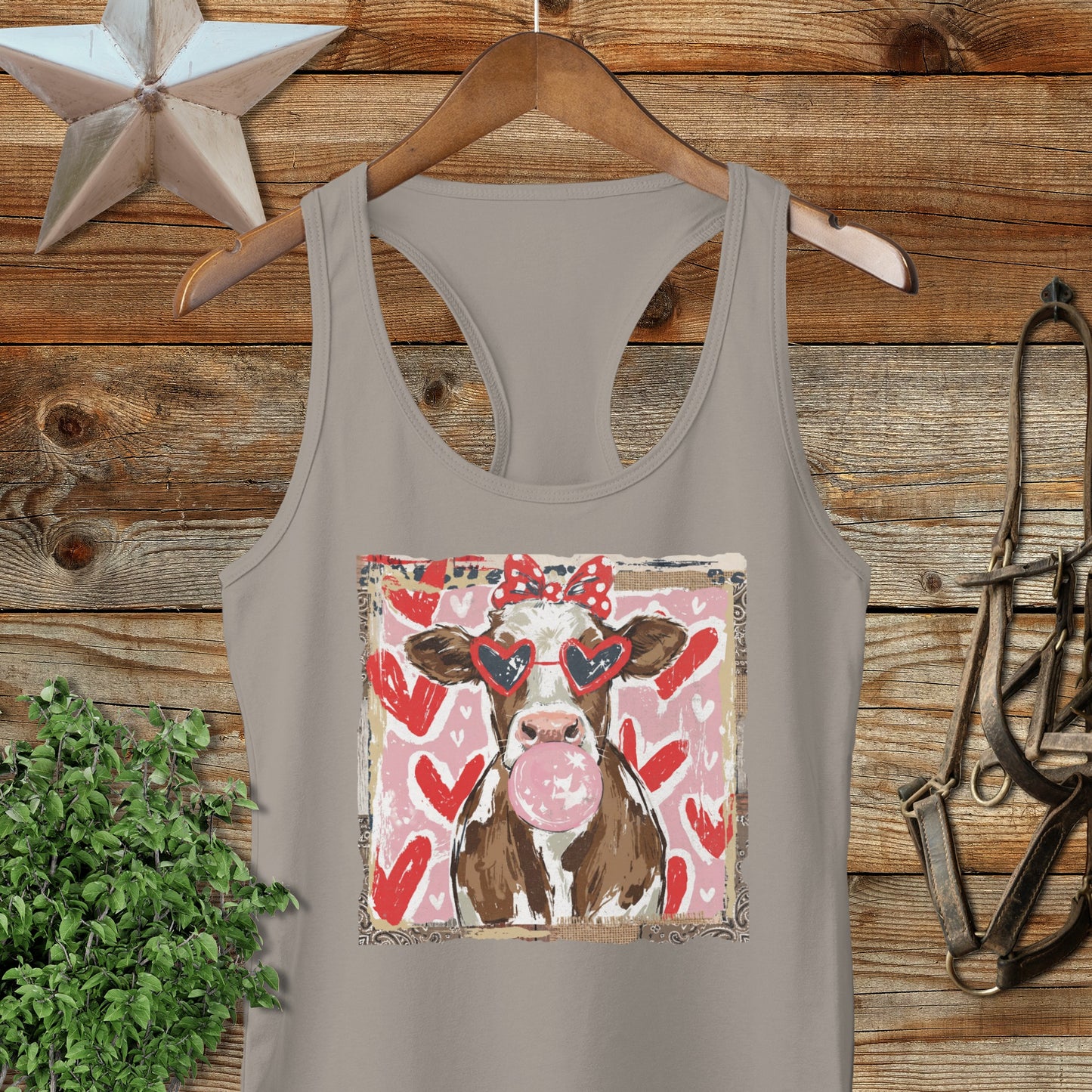 Whimsical Valentine - Cow Racerback Tank