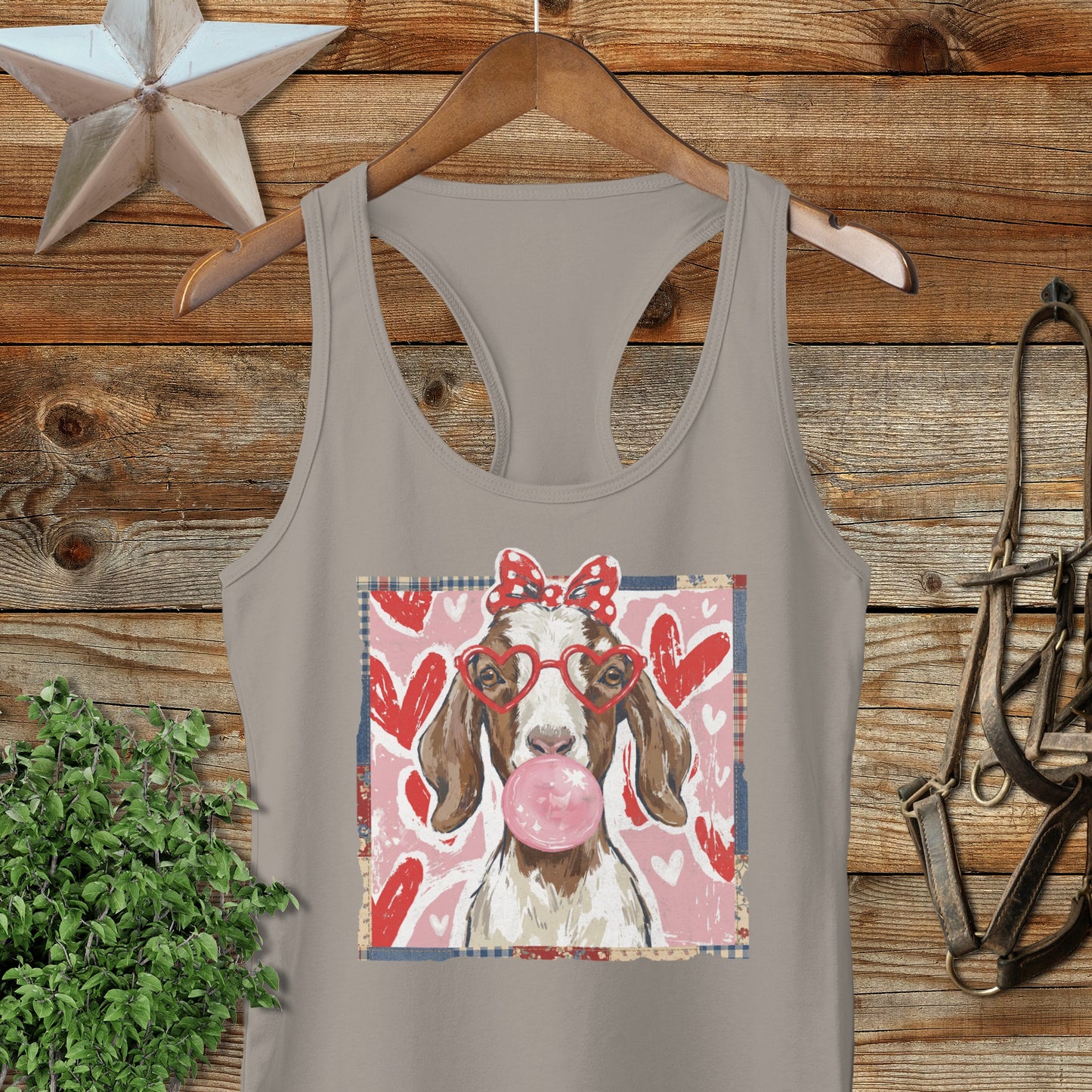 Whimsical Valentine - Floppy Ear Goat Racerback Tank