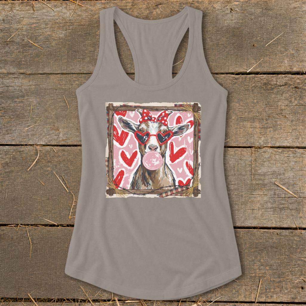 Whimsical Valentine - Goat Racerback Tank