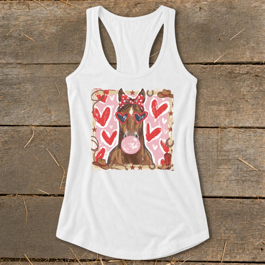 Whimsical Valentine - Horse Racerback Tank