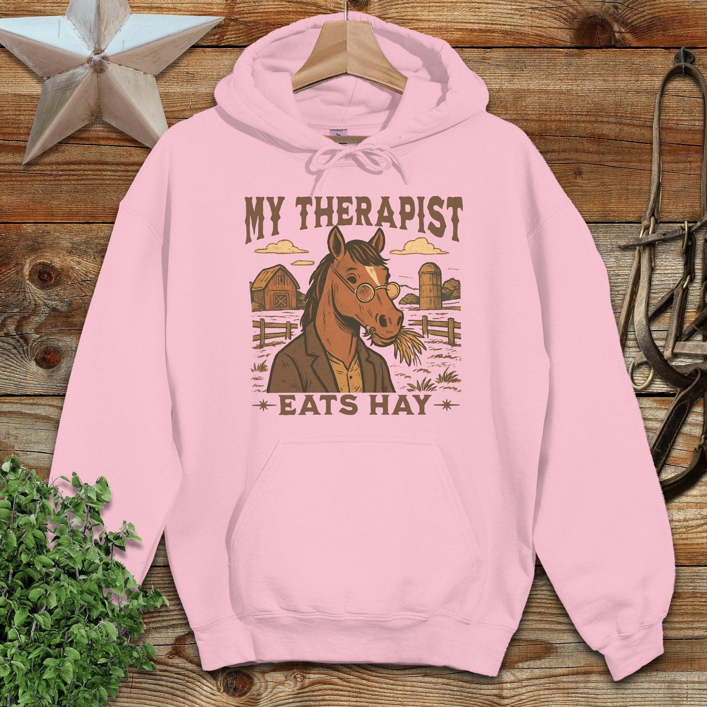 Adult Hoodie Adult Hoodie / Light Pink / S My Therapist Eats Hay Hoodie