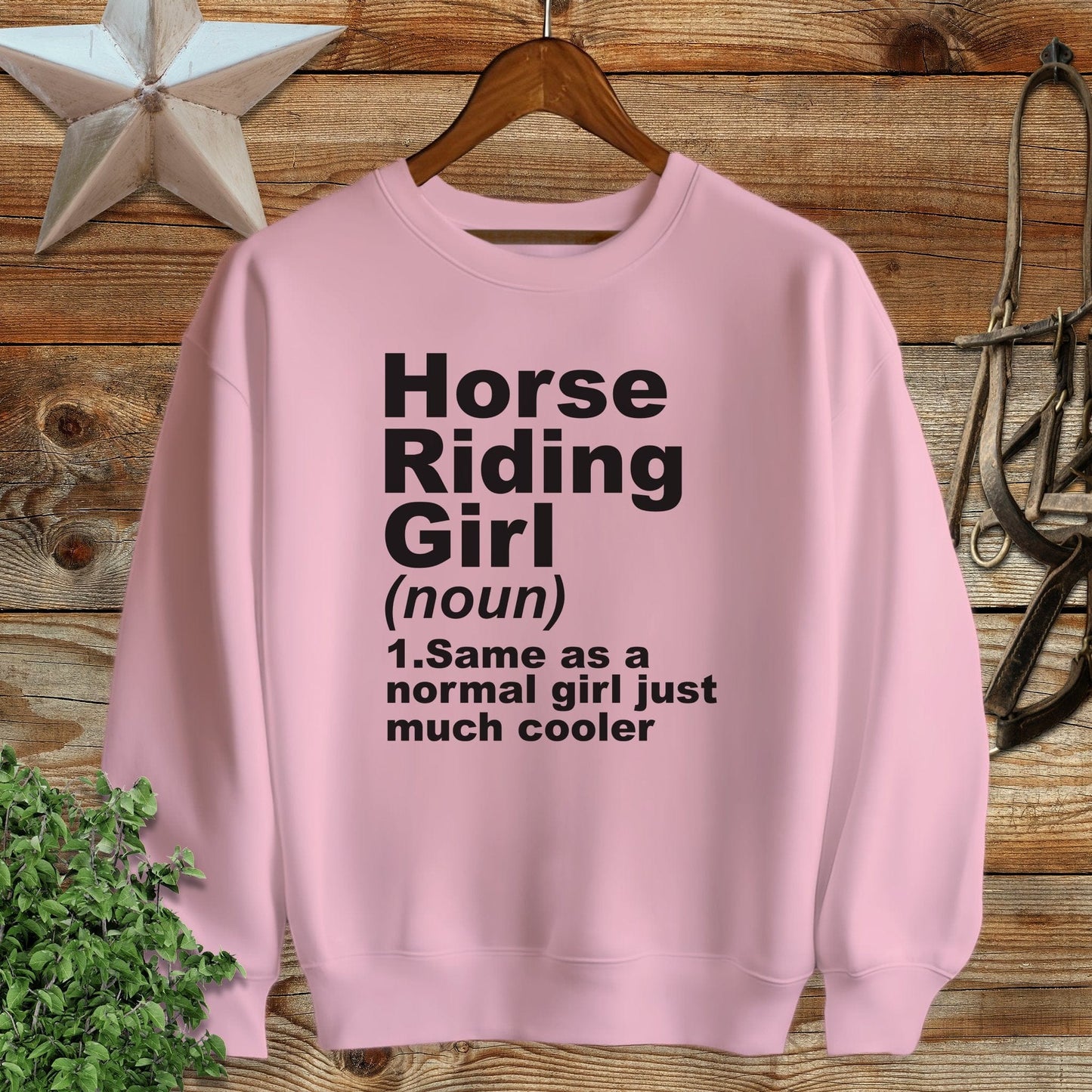 Adult Sweatshirts Adult Sweatshirt / S / Light Pink Horse Riding Girl Sweatshirts