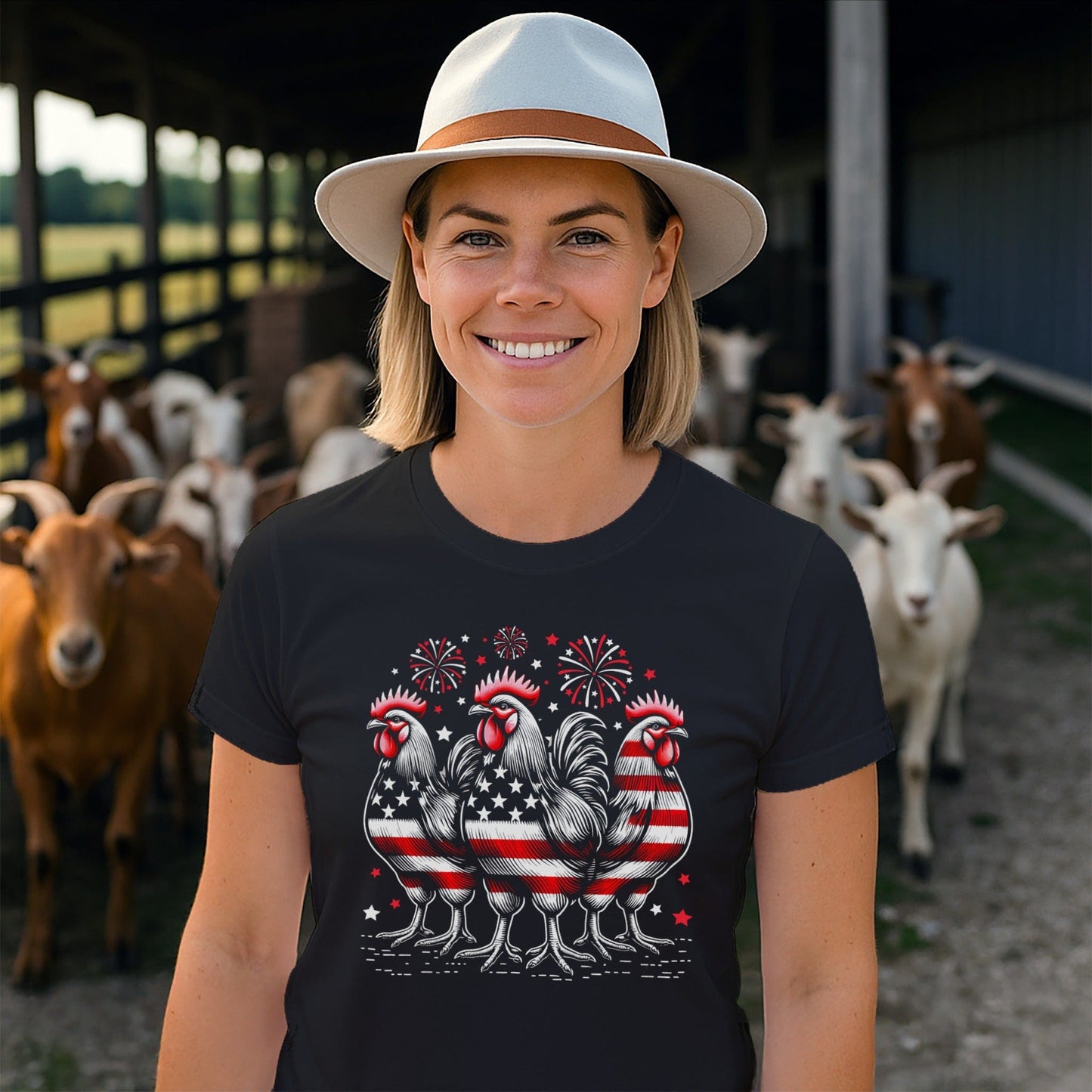 Adult T-shirt 4th of July Roosters T-shirt