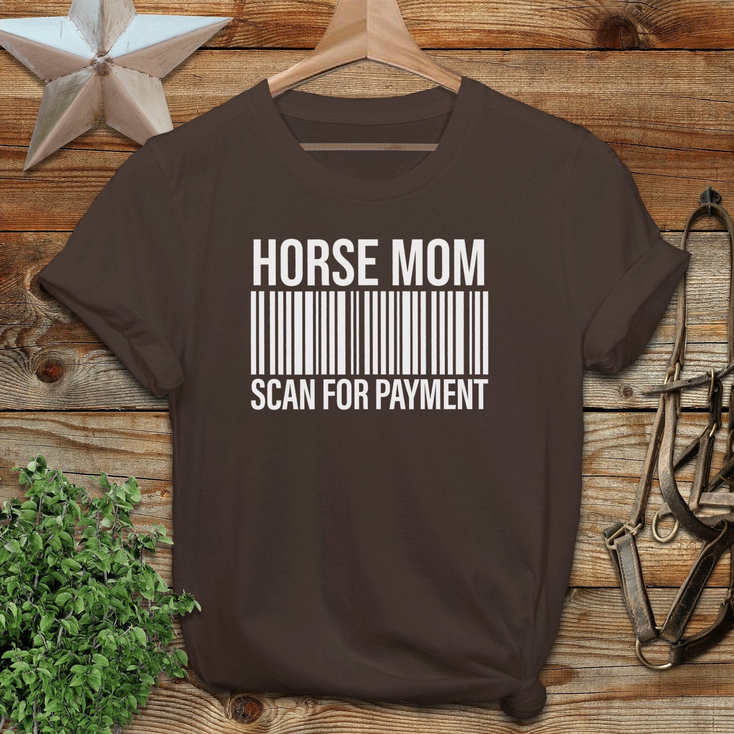 Adult T-shirt Adult T-Shirt / Chocolate / S Horse Mom Scan for Payment T-shirt