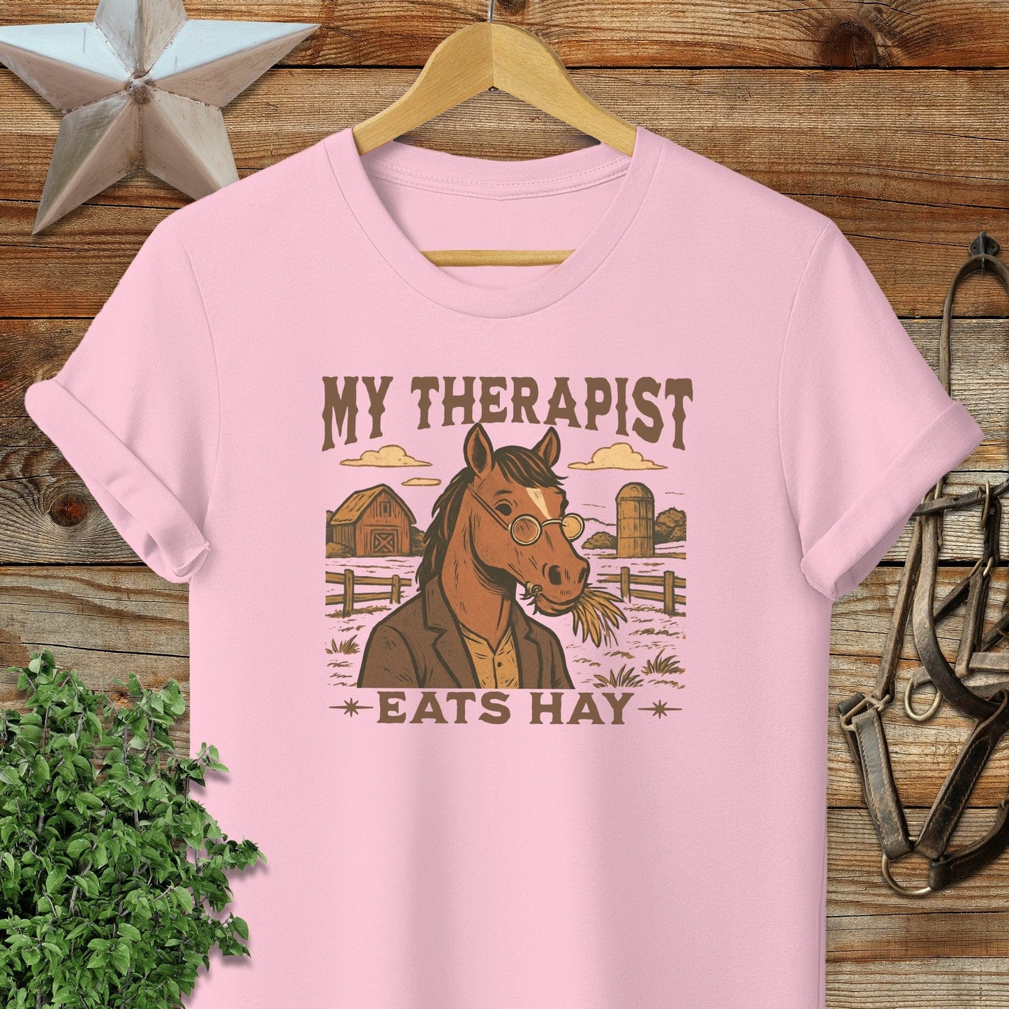 Adult T-shirt Adult T-Shirt / Light Pink / S My Therapist Eats Hay T-shirt