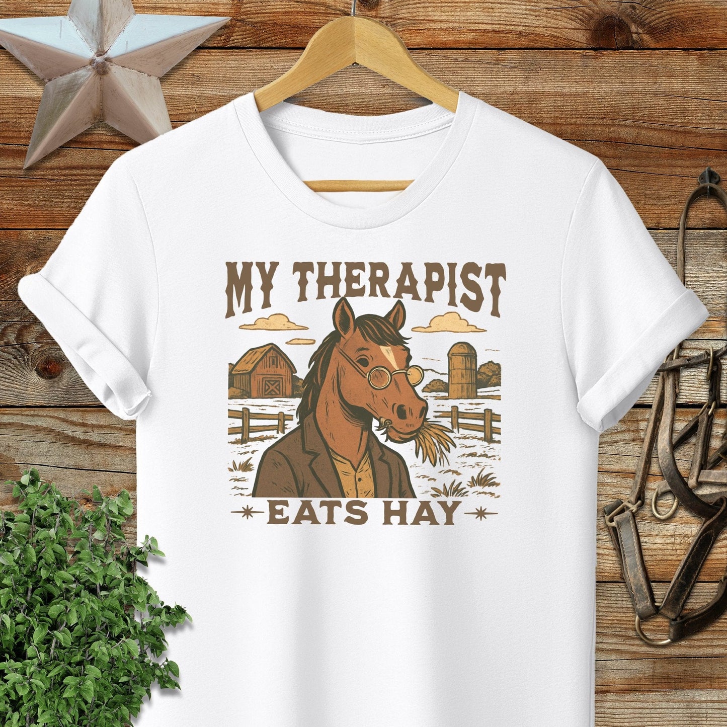 Adult T-shirt Adult T-Shirt / White / S My Therapist Eats Hay T-shirt