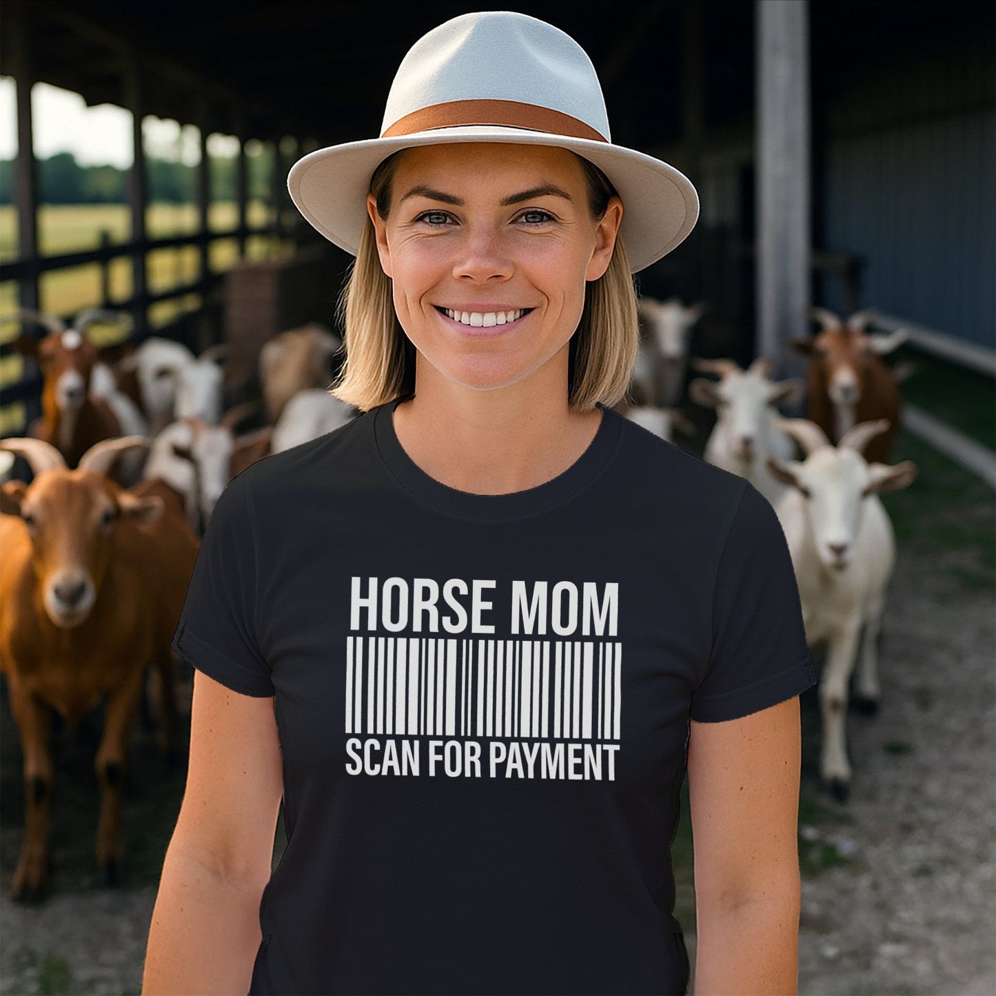 Adult T-shirt Horse Mom Scan for Payment T-shirt