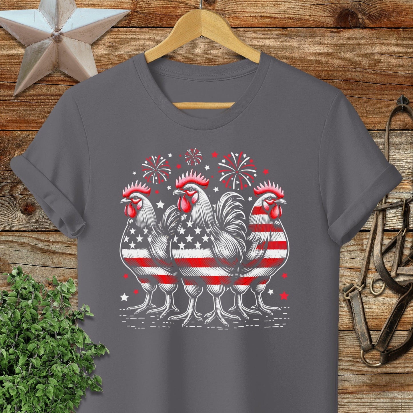 Adult T-shirt S / Charcoal 4th of July Roosters T-shirt