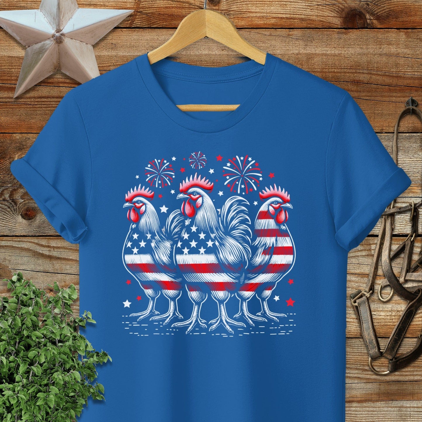 Adult T-shirt S / Royal 4th of July Roosters T-shirt