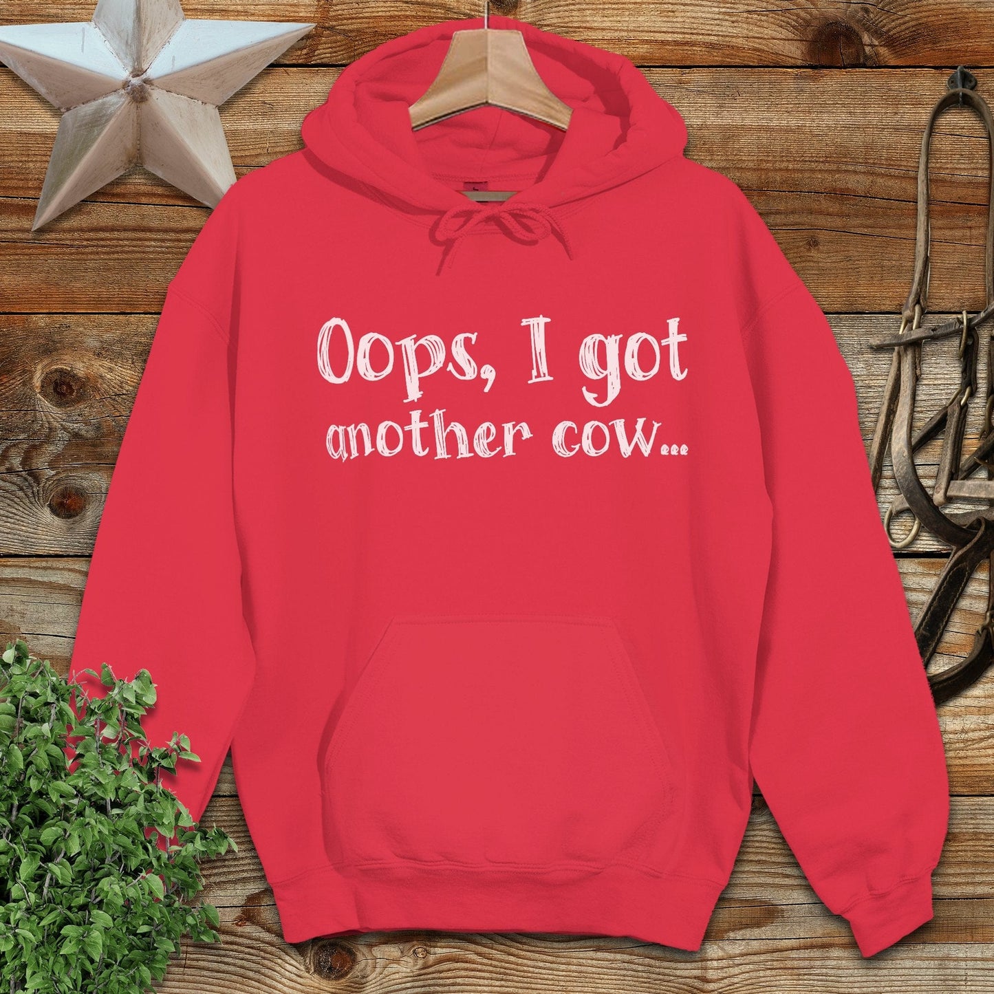 Physical Item Adult Hoodie / S / Red Oops Another Cow Hoodie