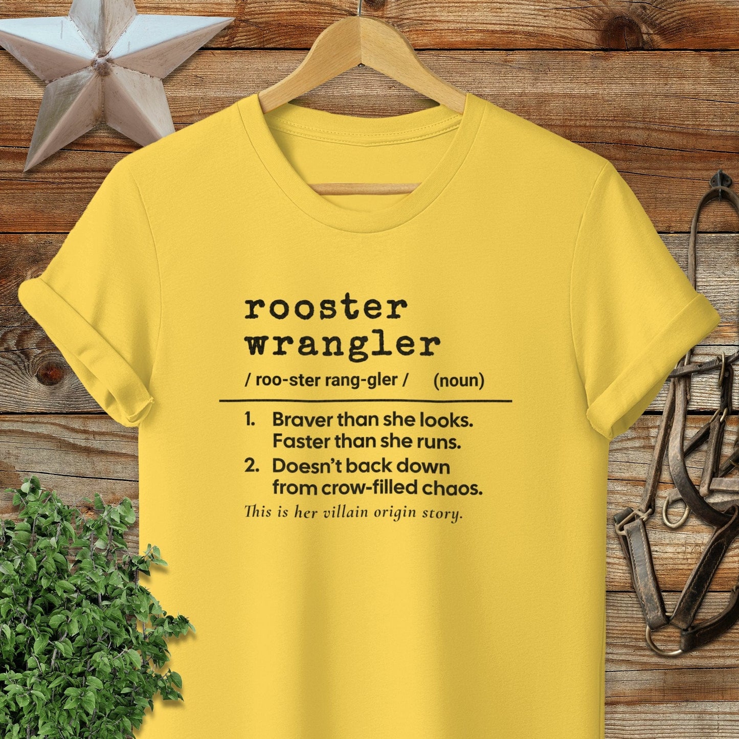Physical Item Adult T-Shirt / S / Daisy Rooster Wrangler Definition T-shirt