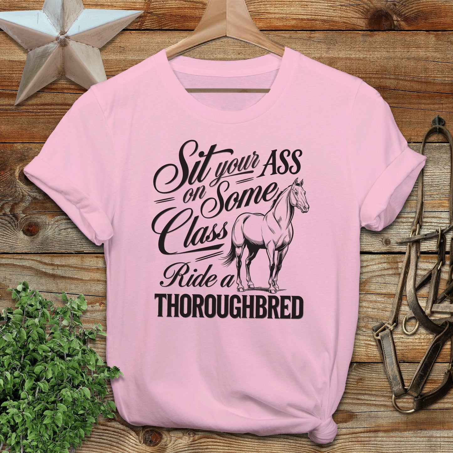 Physical Item Adult T-Shirt / S / Light Pink Ride a Thoroughbred Shirt