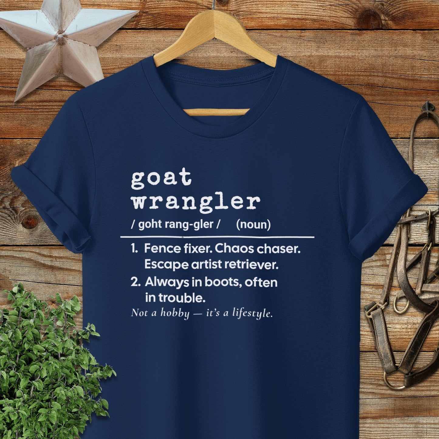 Physical Item Adult T-Shirt / S / Navy Goat Wrangler Definition T-shirt