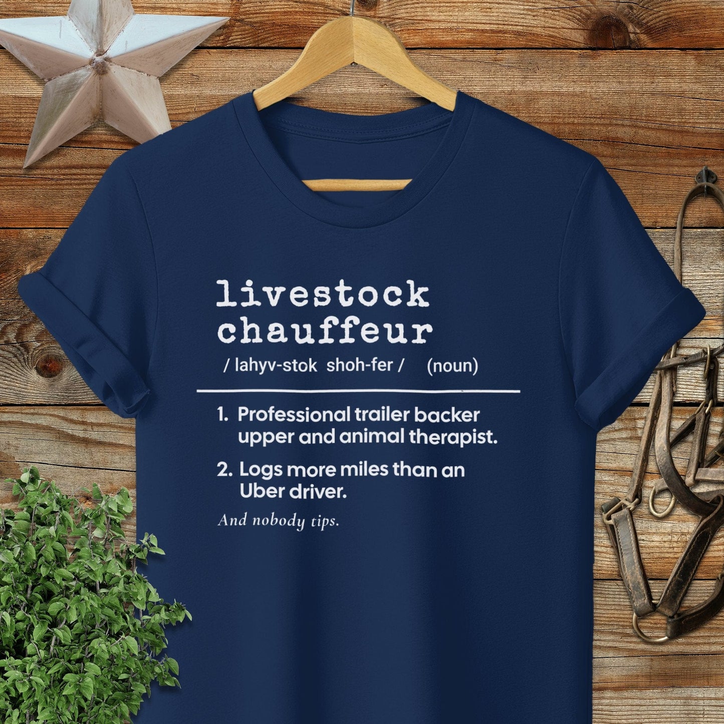 Physical Item Adult T-Shirt / S / Navy Livestock Chauffeur Definition T-shirt