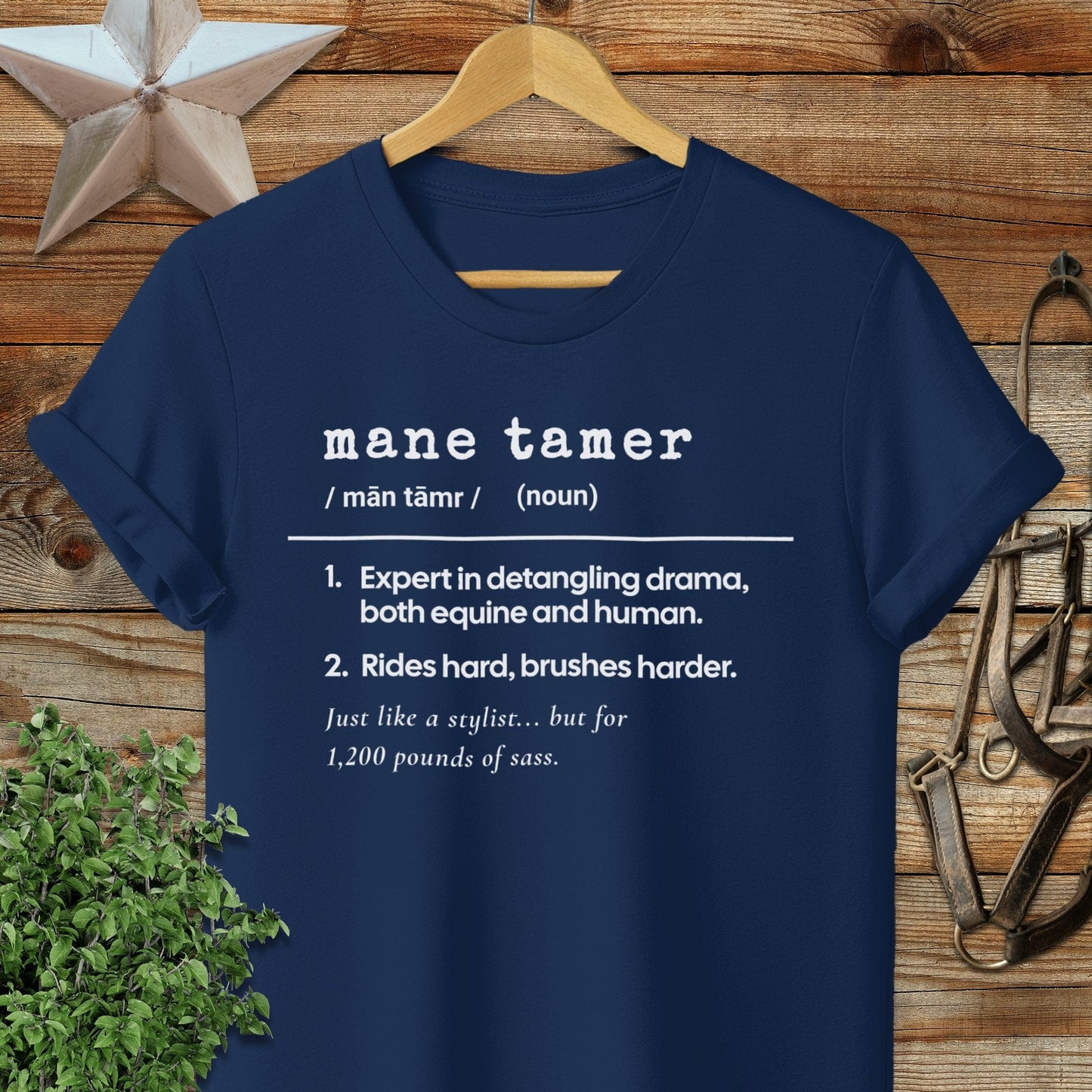 Physical Item Adult T-Shirt / S / Navy Mane Tamer Definition T-shirt