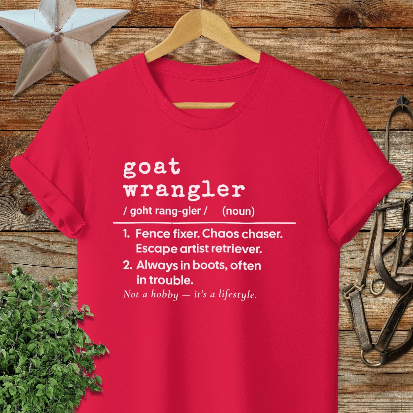 Physical Item Adult T-Shirt / S / Red Goat Wrangler Definition T-shirt