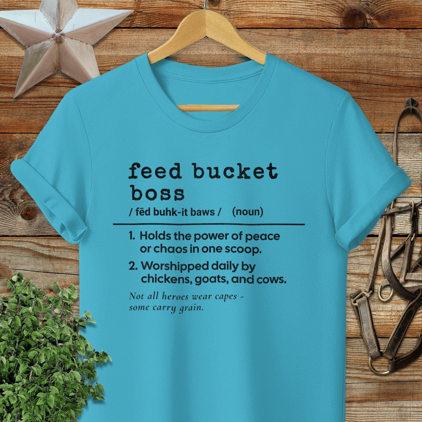 Physical Item Adult T-Shirt / S / Tropical Blue Feed Bucket Boss Definition T-shirt