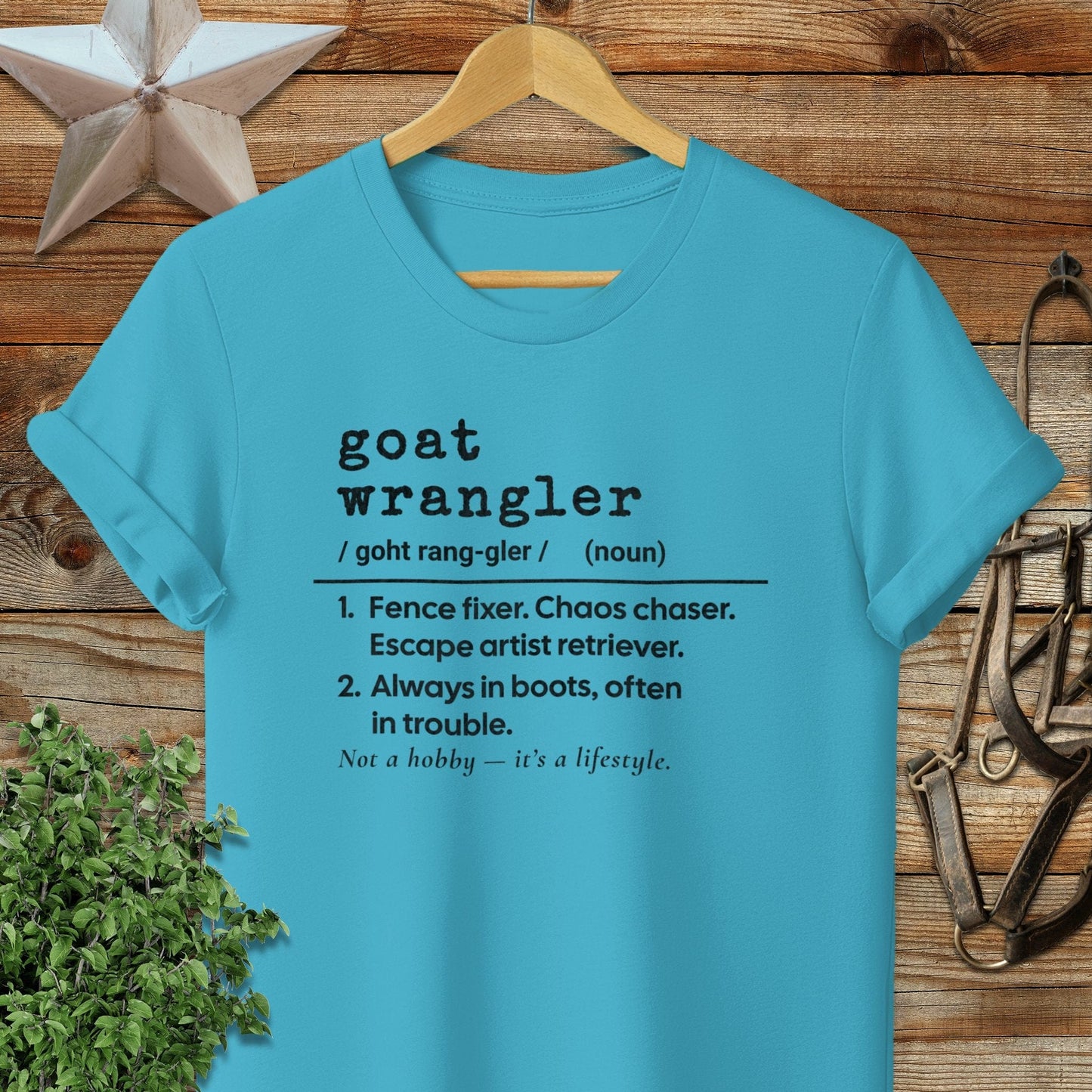 Physical Item Adult T-Shirt / S / Tropical Blue Goat Wrangler Definition T-shirt