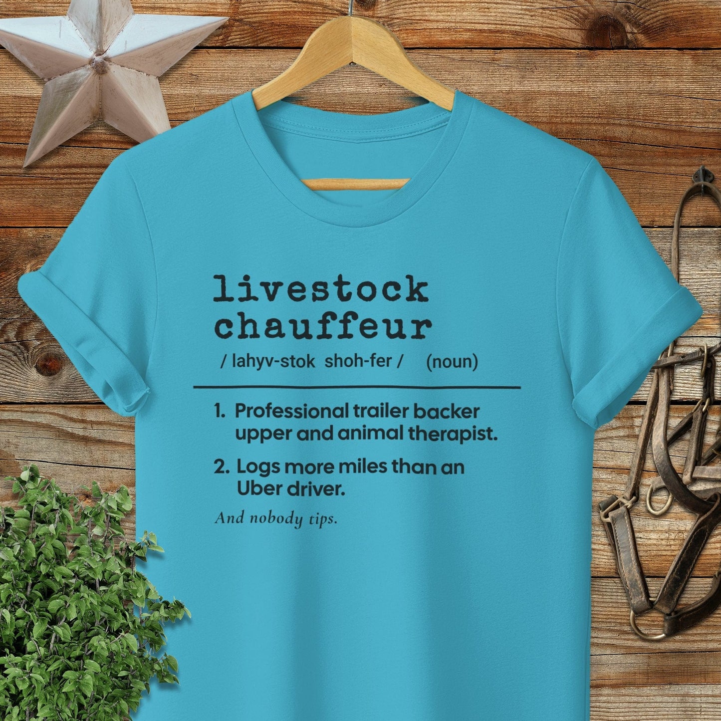 Physical Item Adult T-Shirt / S / Tropical Blue Livestock Chauffeur Definition T-shirt