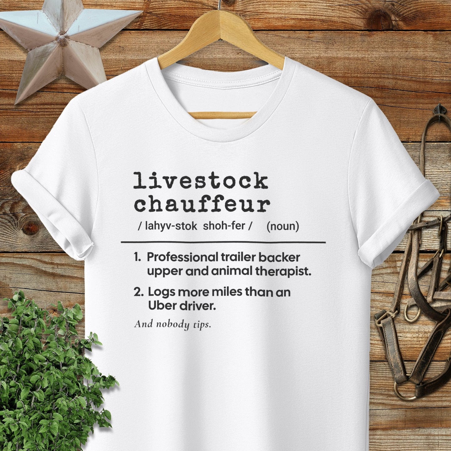Physical Item Adult T-Shirt / S / White Livestock Chauffeur Definition T-shirt