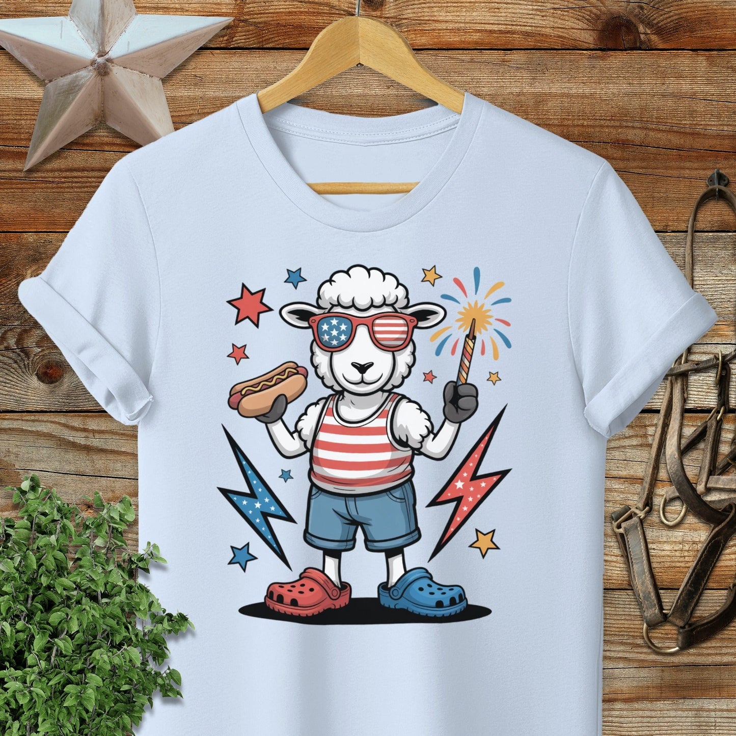 Physical Item S / Light Blue Festive 4th Sheep T-shirt