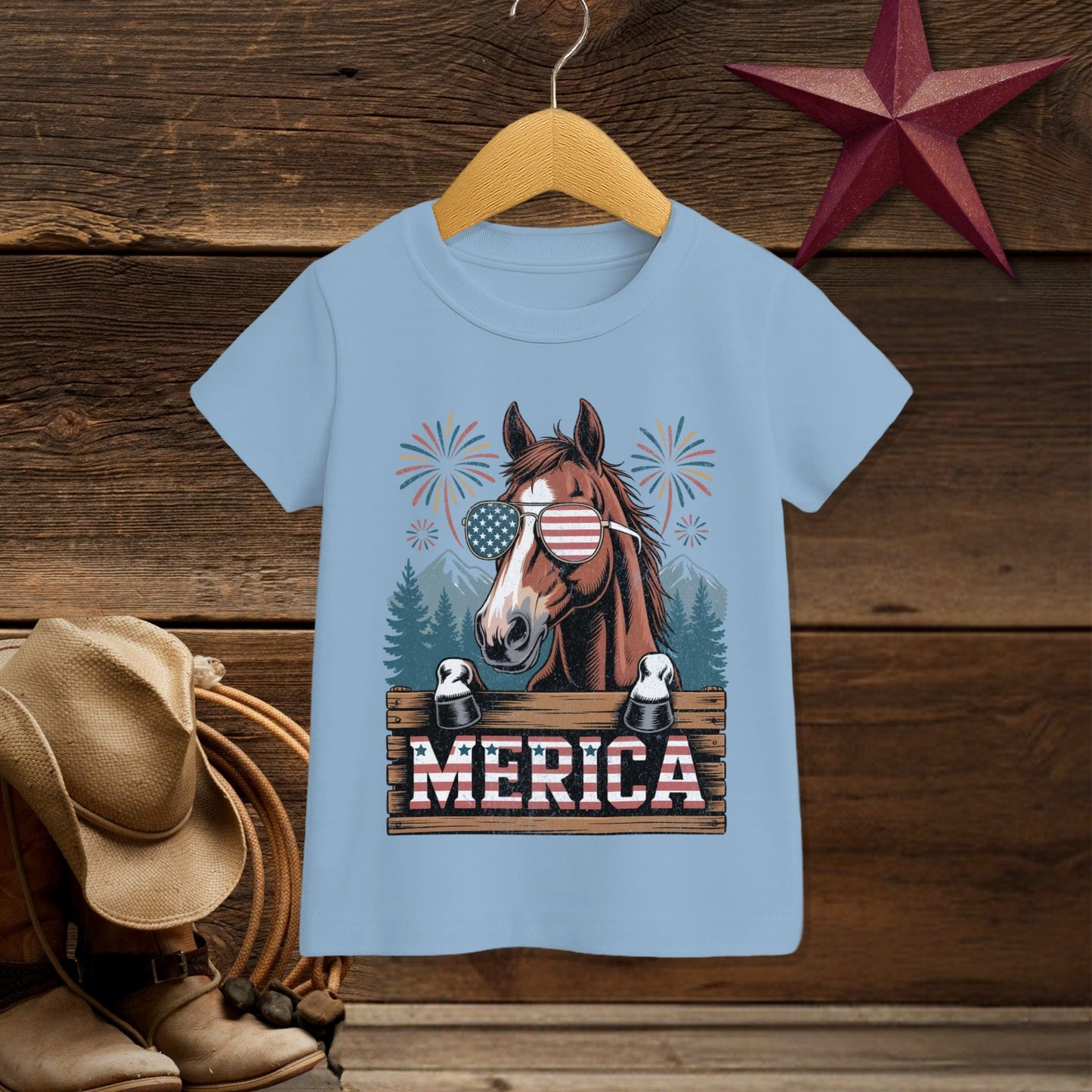 Toddler T-shirt Light Blue / 2T Merica Horse T-shirt (Toddler)