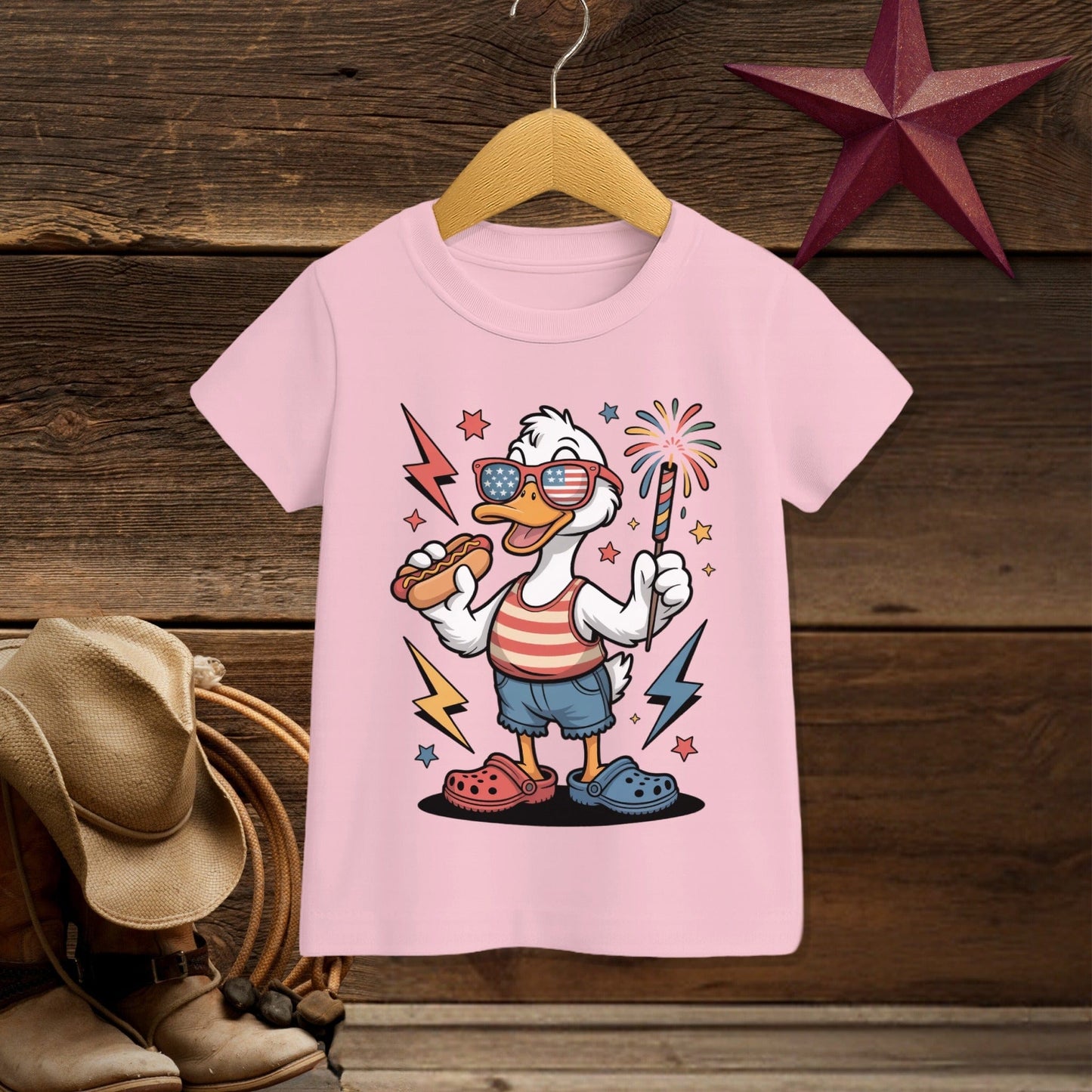 Toddler T-shirt Pink / 2T Festive 4th Duck T-shirt (Toddler)