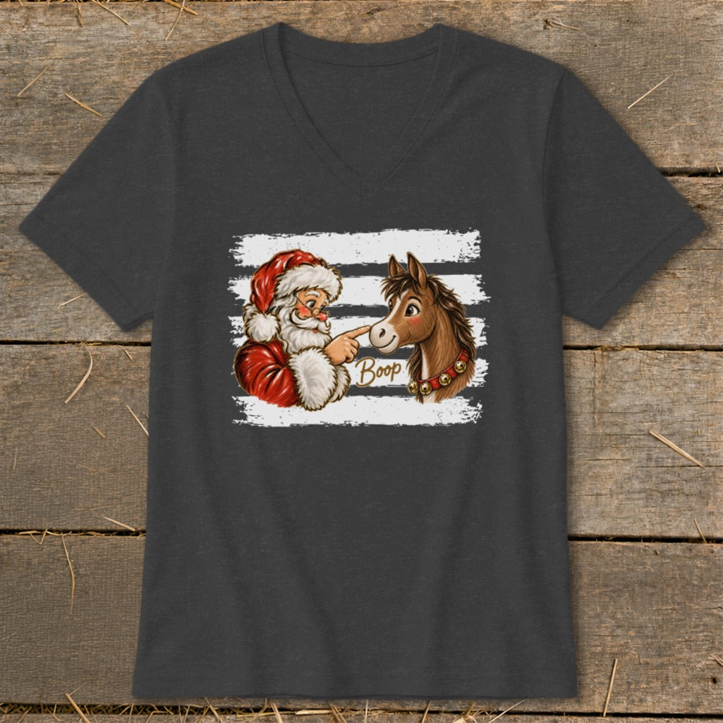 Santa Claus boops a horse on the nose with "Boop" text.