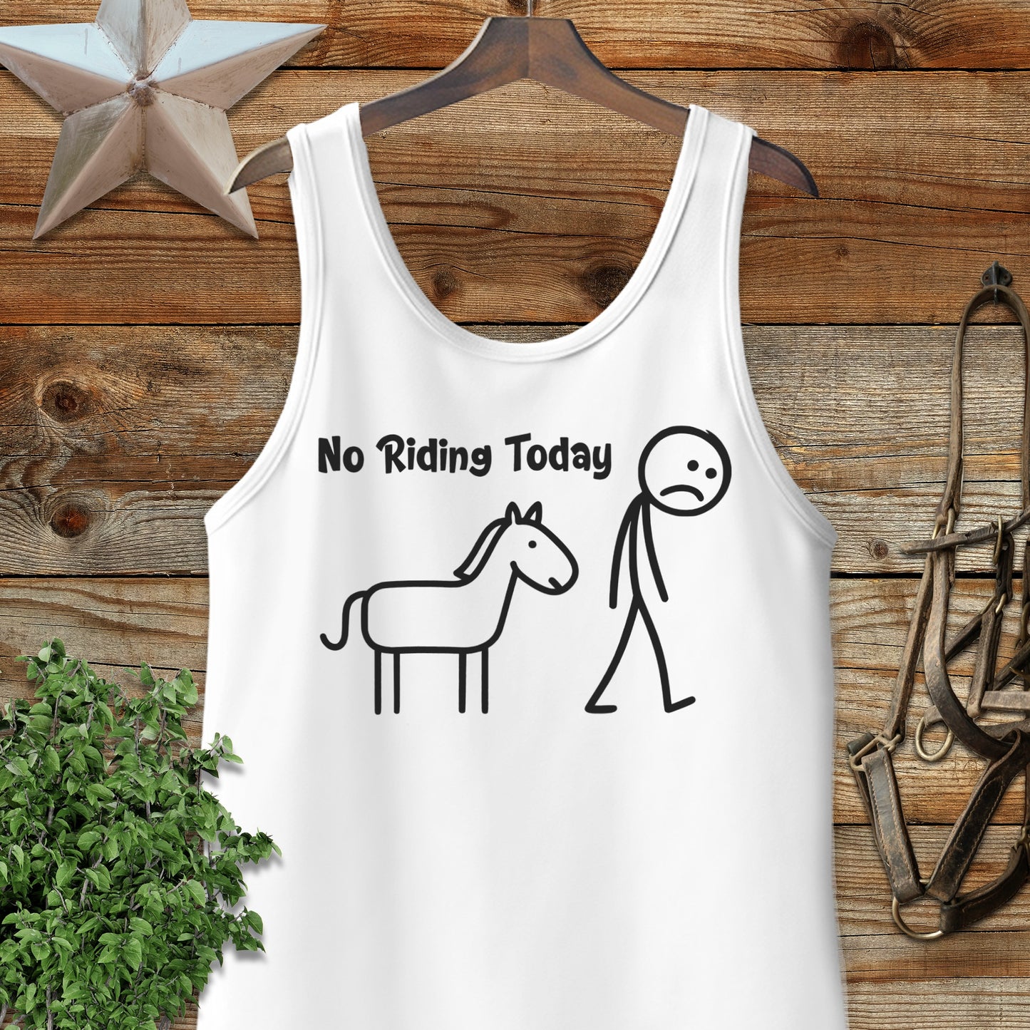 No Riding Today Cartoon Horse and Rider Tank Top