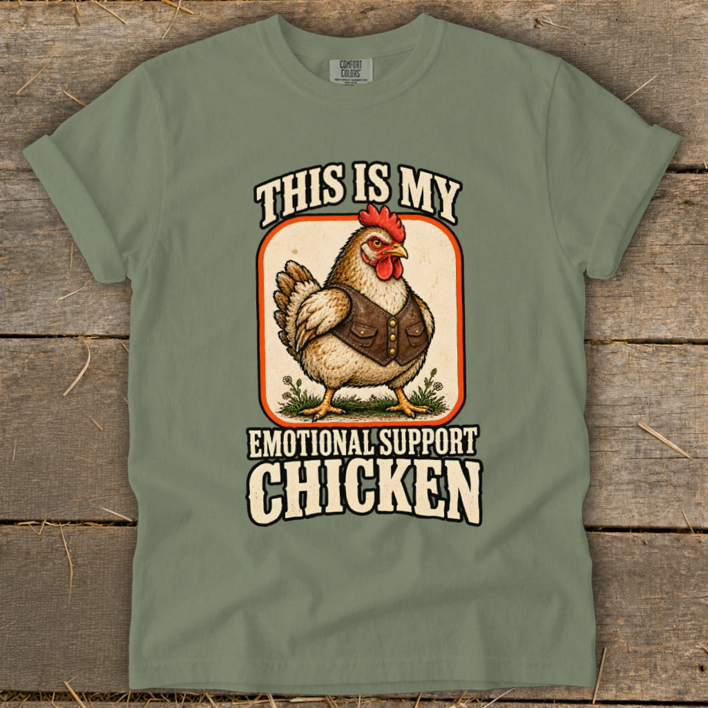 This is my emotional support chicken graphic t-shirt with chicken illustration.