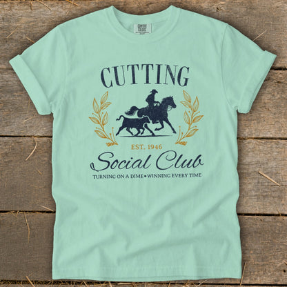 Cutting Social Club t-shirt with horse, bull, and text.