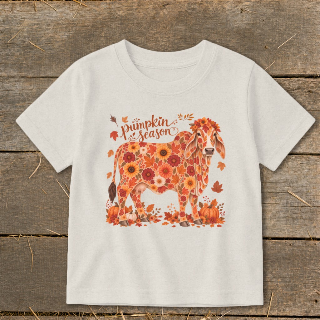 Fall Floral Brahman Cow Toddler Tee