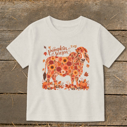 Fall Floral Brahman Cow Toddler Tee